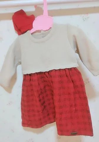 Saída De Maternidade Vestido Tricô vermelho 