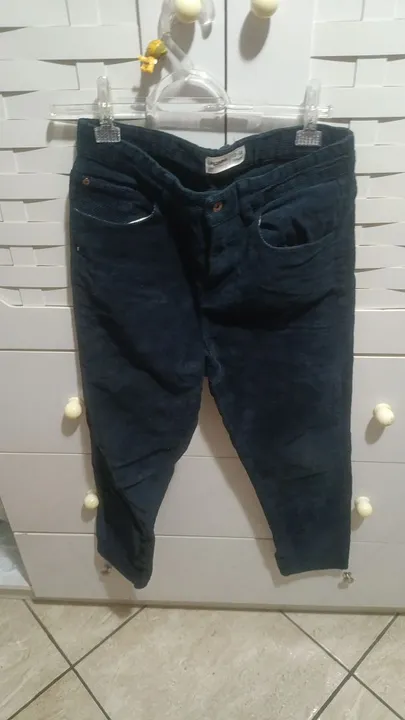 Calça veludo azul 12 anos