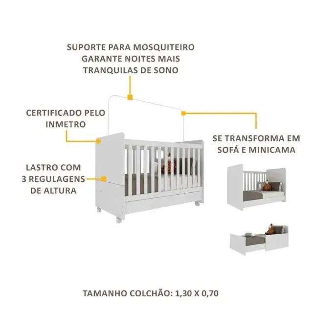 Berço americano 3 em 1 com colchão - Foto 3