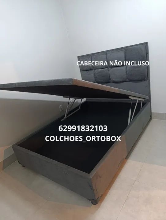 Cama Box Baú Casal inteiro corino e suede