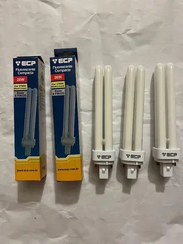 Kit Com 5 Lâmpada Fluorescente Pl 4 Pinos 26w G24 2700k Ecp 