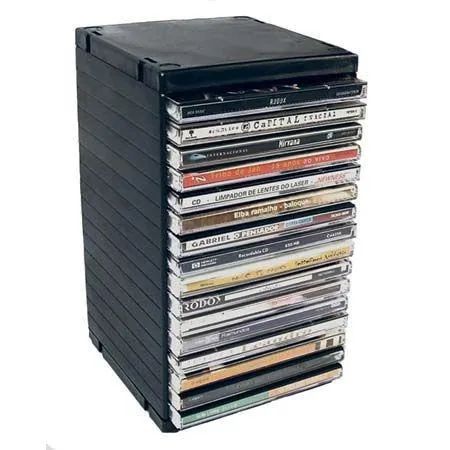 Porta CDs Torre Preto