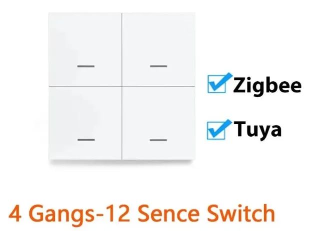 Interruptor de CenaTuya ZigBee 4 Botões 12 Cenas Switch Suporte Zigbee2m COD-AM587 