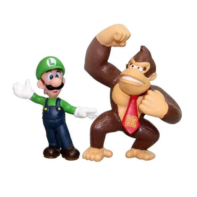 Set Completo Super Mario Bros PVC 5cm Action Figure Brinquedos Luigi Yoshi Donkey Kong Cog - Foto 4