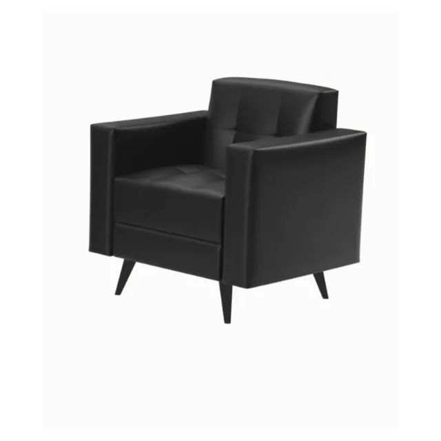 Poltrona de Escritório Roma 1 Lugar Corino Preto Conforto Sofisticado -60040 - Foto 3