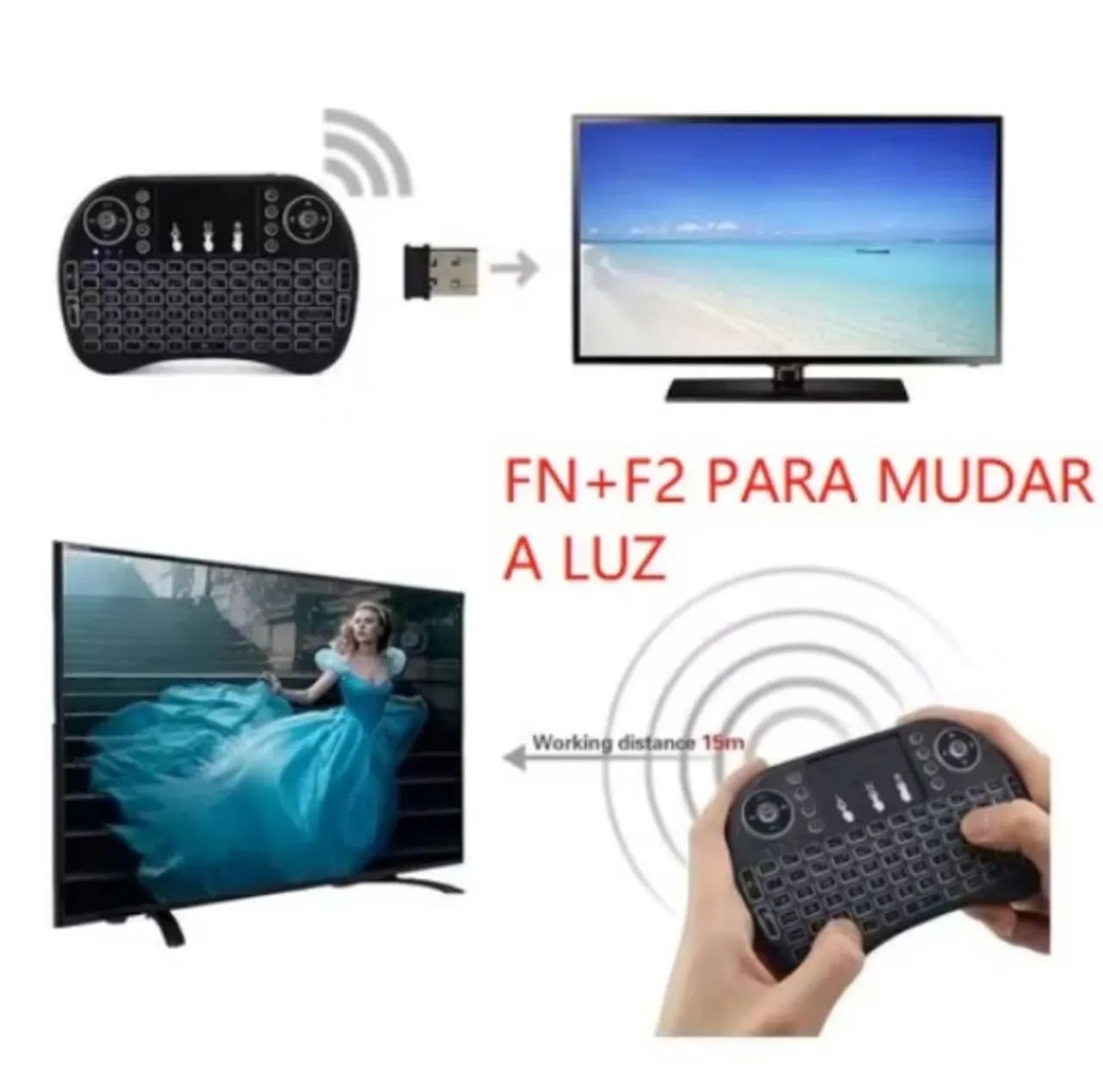 Mini Teclado bluetooth led RGB recarregável  - Foto 4