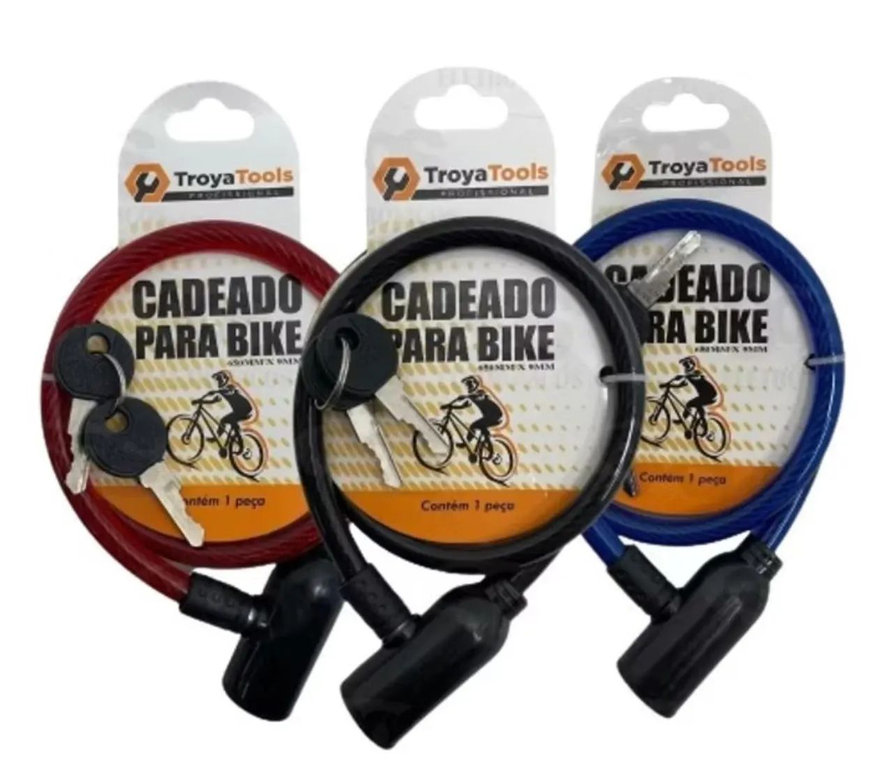 Corrente Cadeado para bicicleta bike capacete de moto com chave reserva - Foto 3