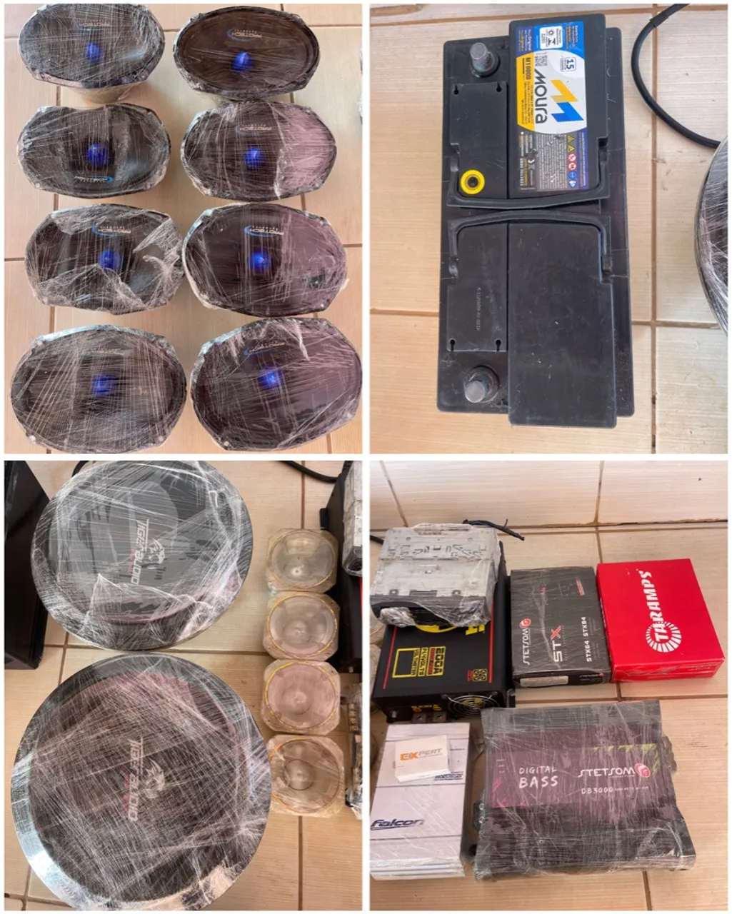 Kit de Som Auto Completo - Sub, Amplificador, Alto-falantes e Acessórios