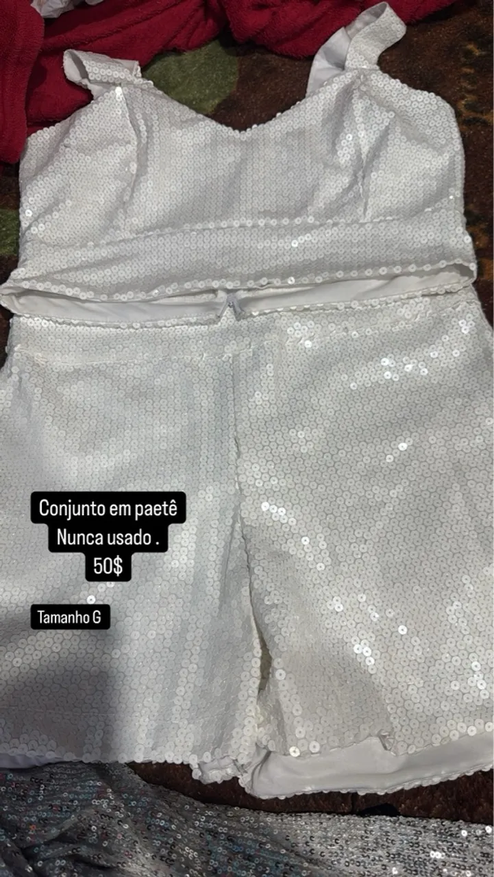 Conjunto Paetê Branco - Nunca Usado