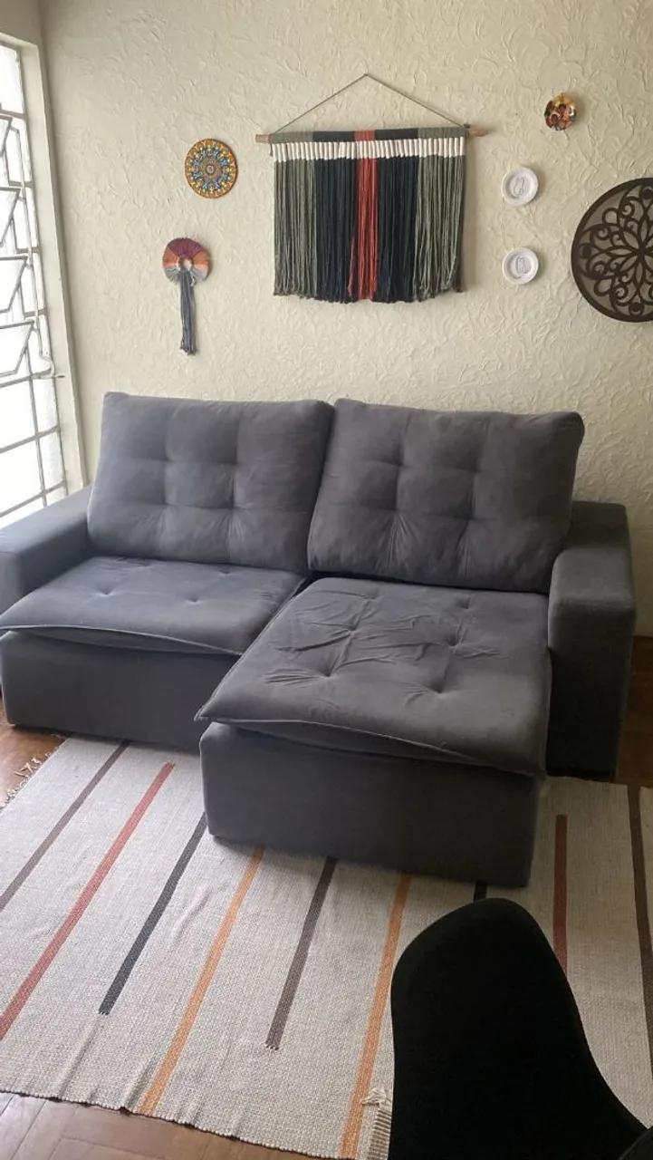 Sofá Cinza Retrátil