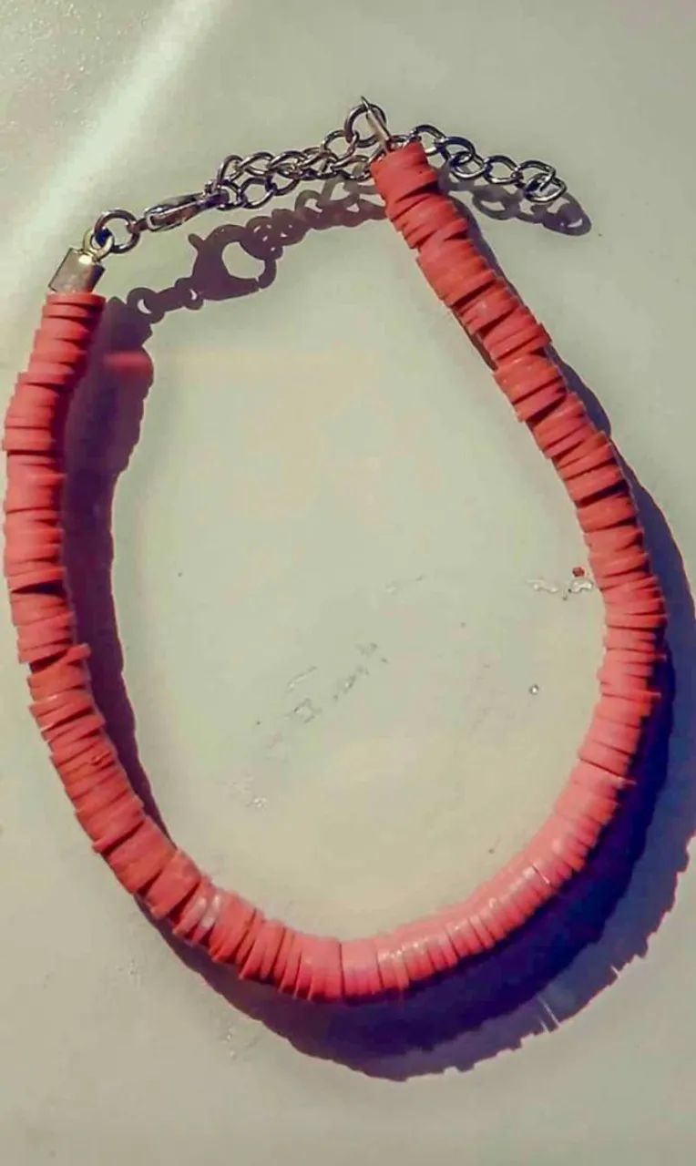 Pulseira de miçangas rosa - Foto 3