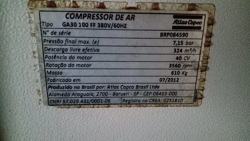 Compressor de Parafuso GA30 Pack/FF Atlas Copco - 40HP - Foto 3