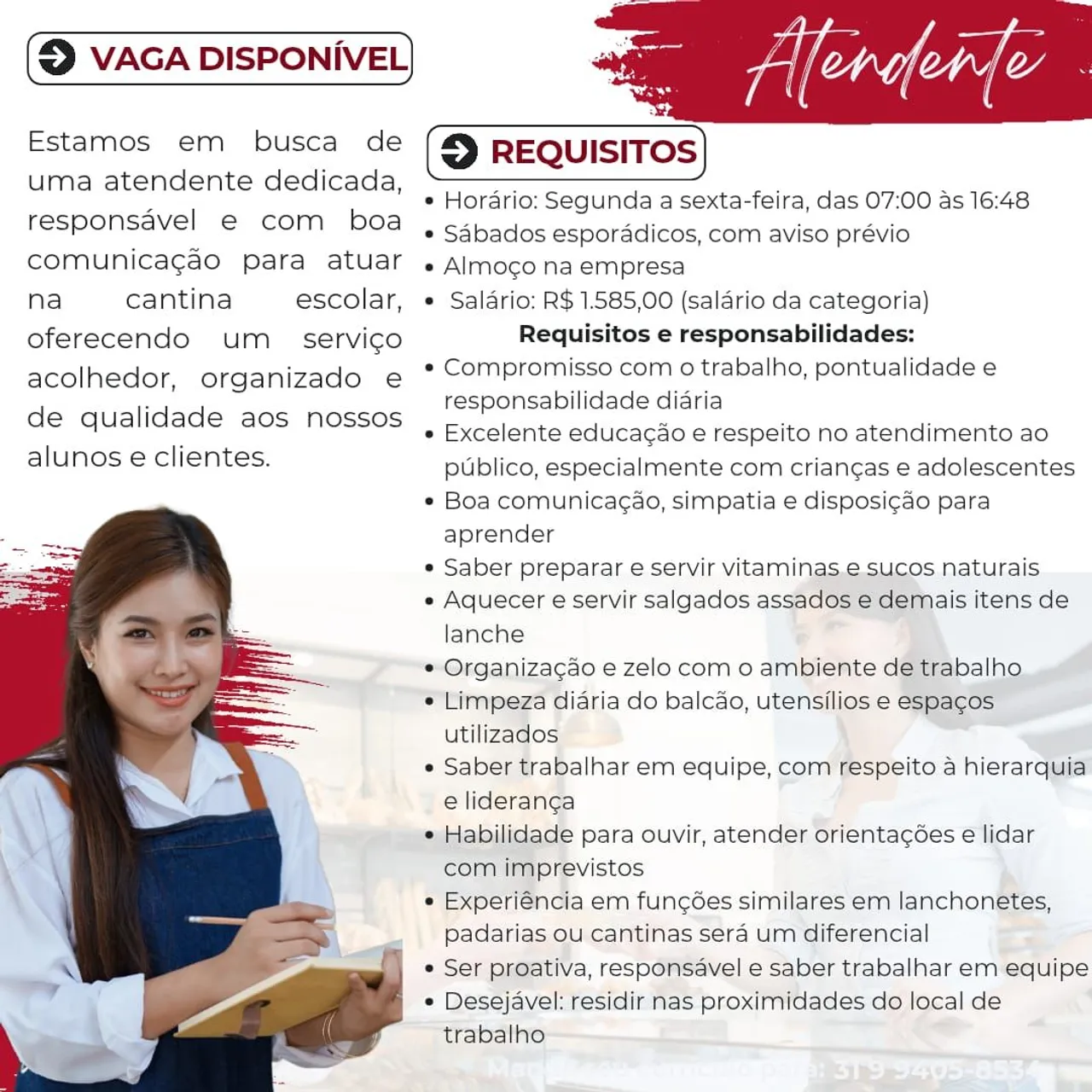Vaga para atendente