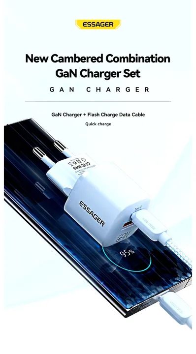 Carregador Turbo Essager 20W 2 Entradas + Cabo Tipo C  - Foto 5