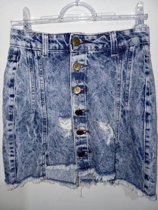 Saia Jeans  Botões - Foto 2