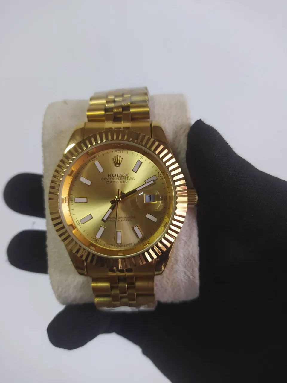 Relógio Dourado Pulseira de Aço Inoxidável 