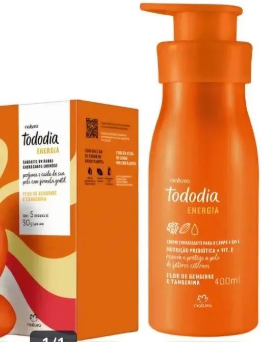 Creme hidratante Tododia Energia - 400m  + caixa sabonete com 5 und.l