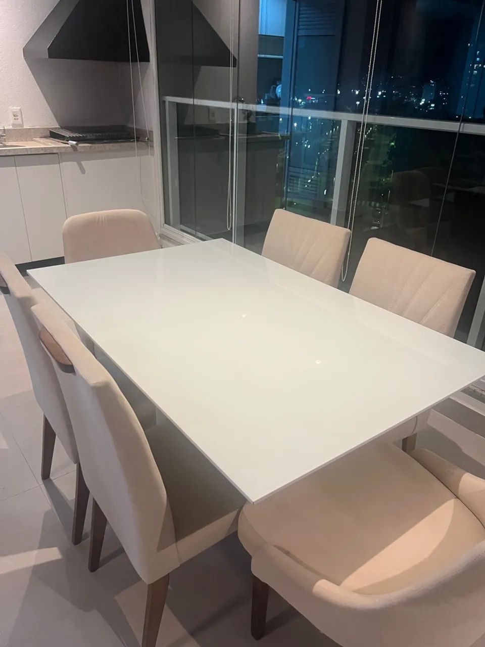 Mesa de Jantar Branca 6 Cadeiras