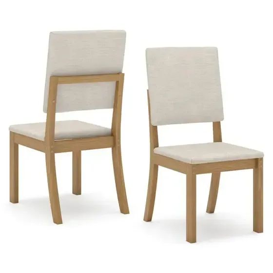  Conjunto de 2 Cadeiras de Madeira Maciça Para Mesa de Jantar