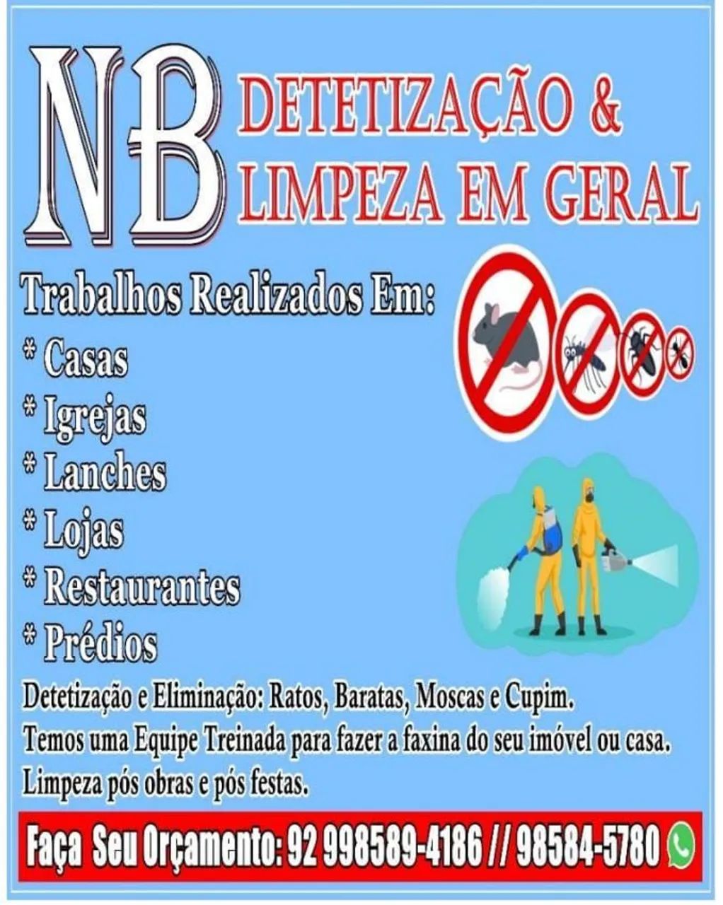 Limpeza e detetizacao em geral 