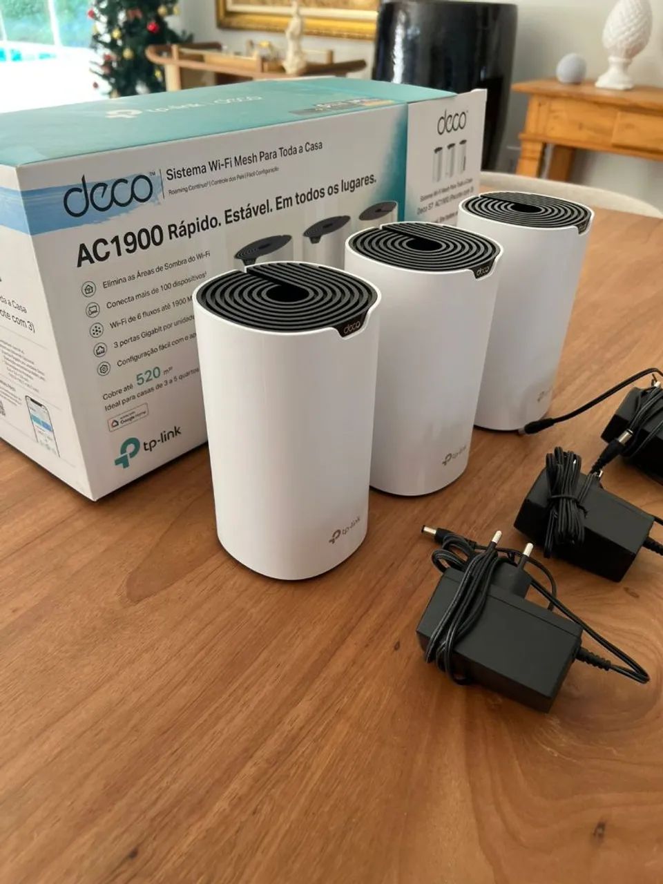 TP-Link Deco S7 (3 unidades) - Wi-Fi Mesh AC1900, 520m² de Cobertura - Perfeito Estado!