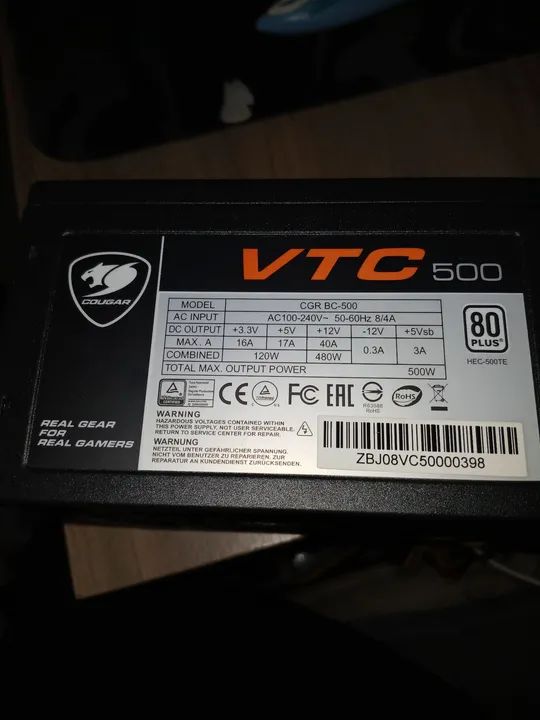 Fonte Cougar vtc 500w , selo 80 plus - Foto 2