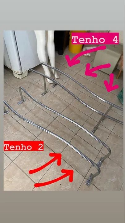 Araras de loja inox, kit 6 unidades 