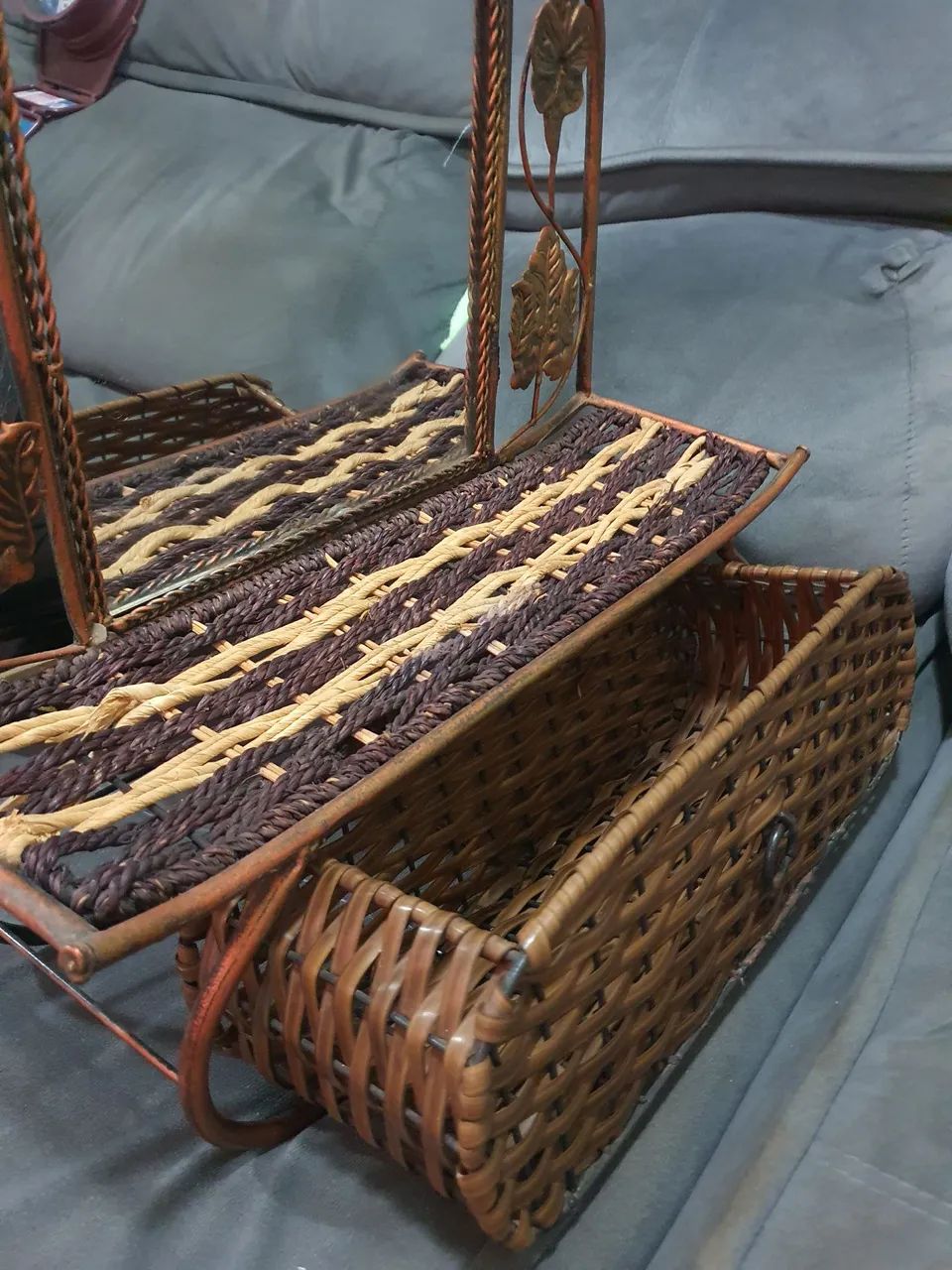 Espelho de Mesa Decorativo em Ferro e Palha - Foto 3