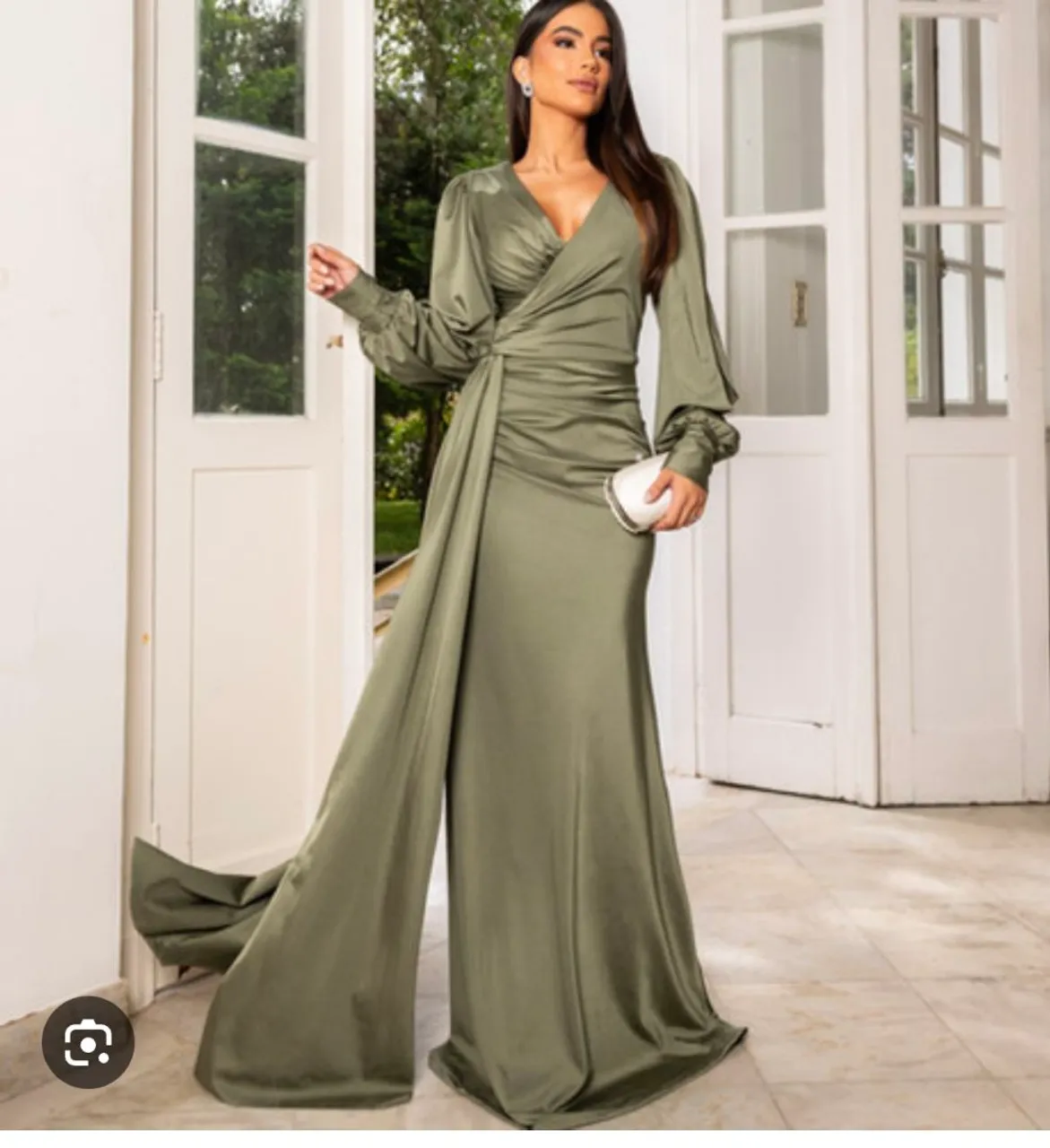 Vestido de Festa Longo Verde Oliva