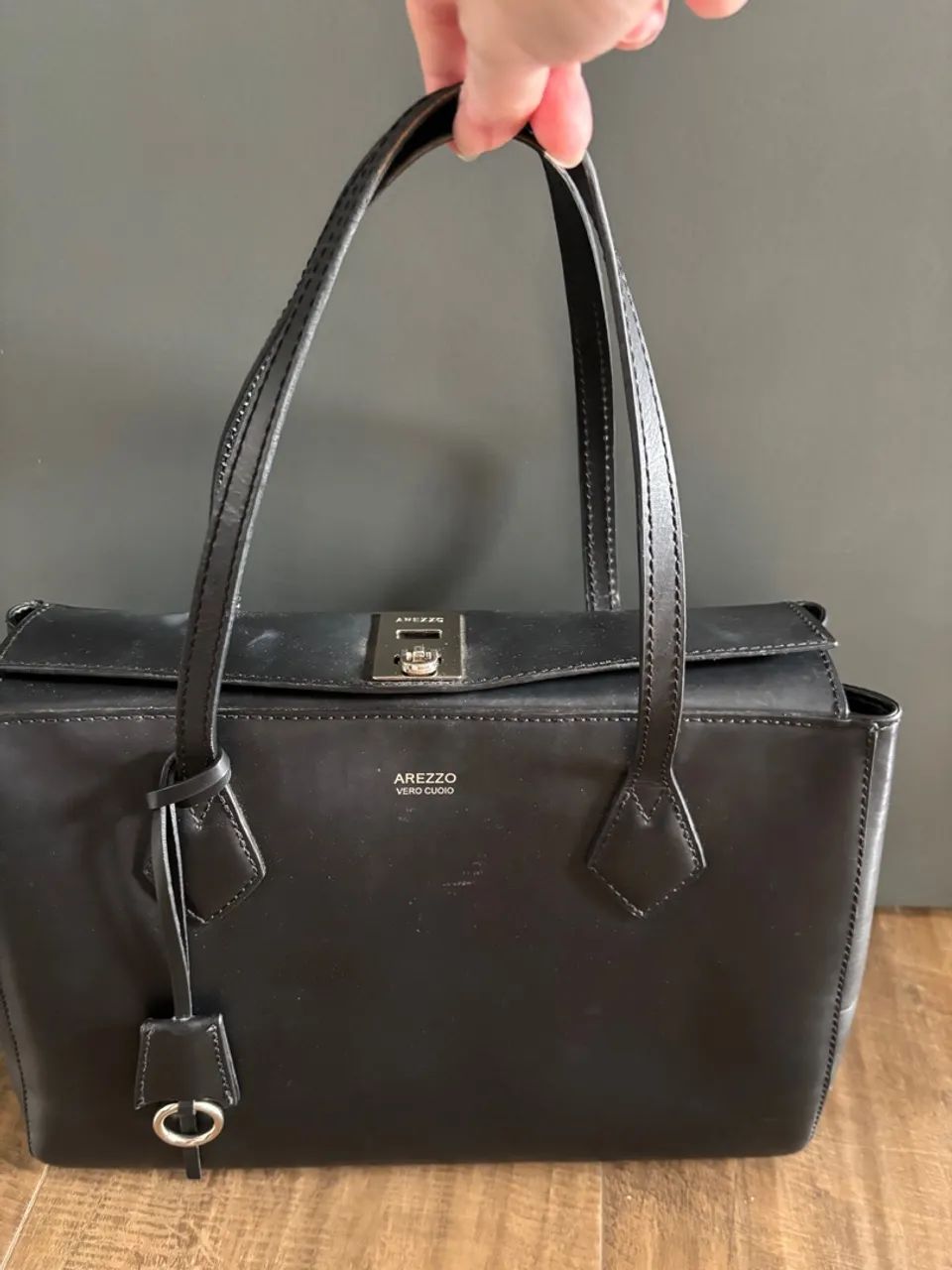 Bolsa Arezzo Couro Legítimo Preta - Foto 3