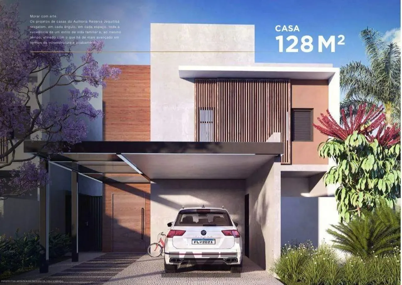 Sobrado à venda na planta de 128 m², com 3 quartos, sendo 1 suíte, 3 banheiros e 2 vagas d