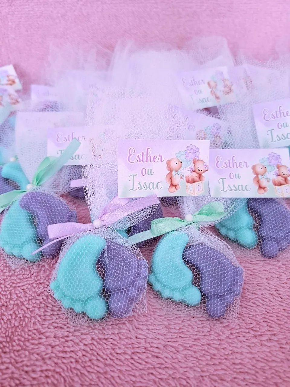 Sabonetinhos personalizados pra chá revelação 