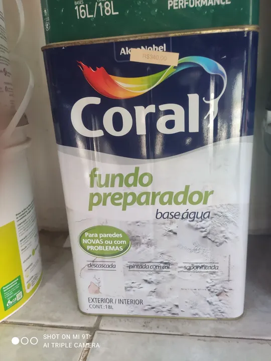 Fundo Preparador Coral 18L Base Água