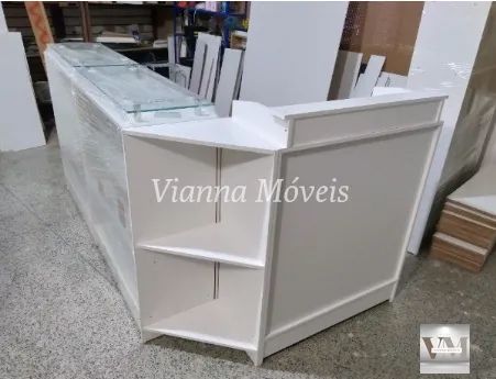 Balcão Caixa em L + 2 Balcões Vitrine com Tampo de Vidro  - Foto 2