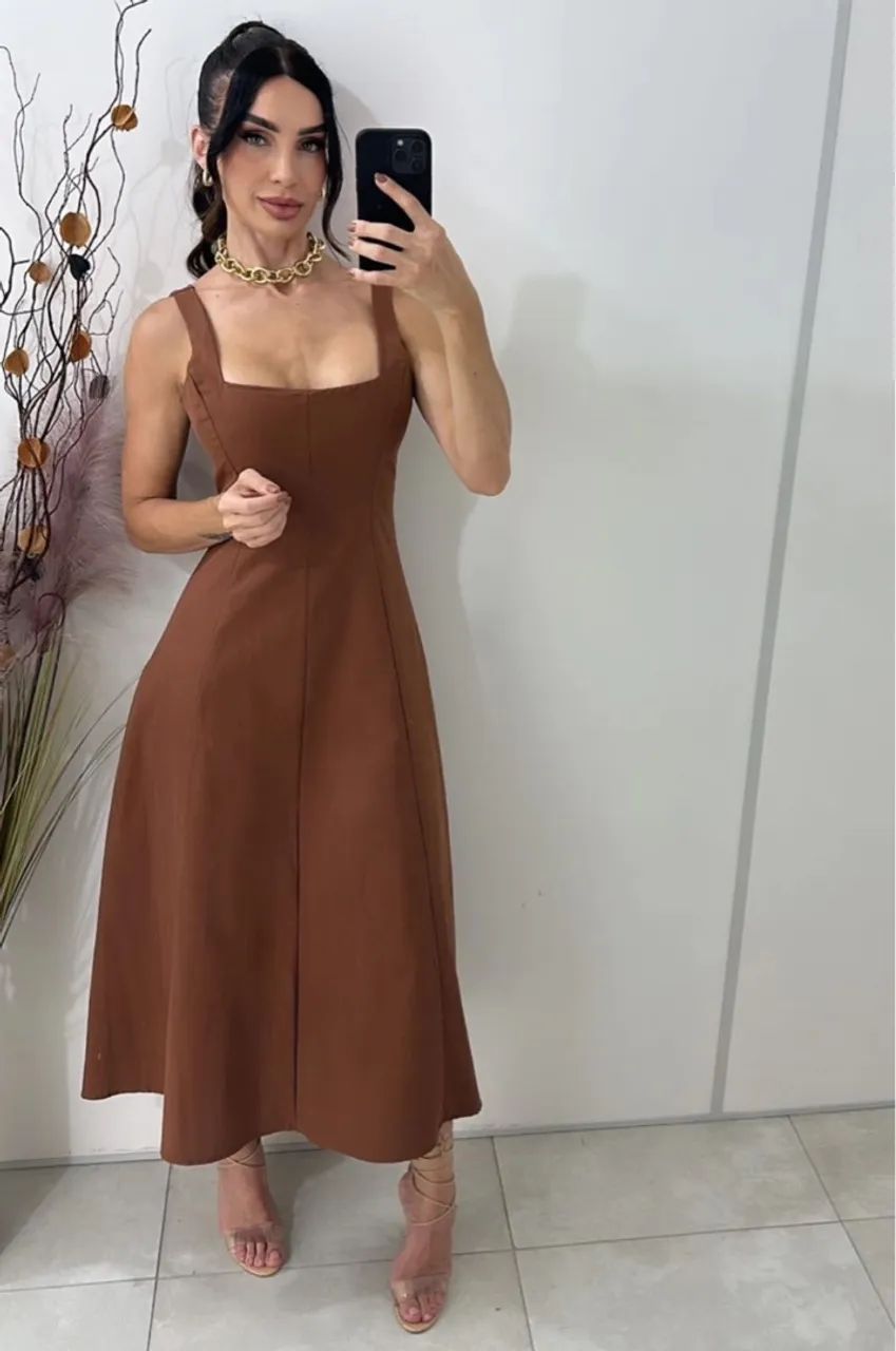 Vestido mídi em algodão - Novo - Foto 2