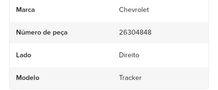 Peça Chevrolet Tracker - Lado Direito