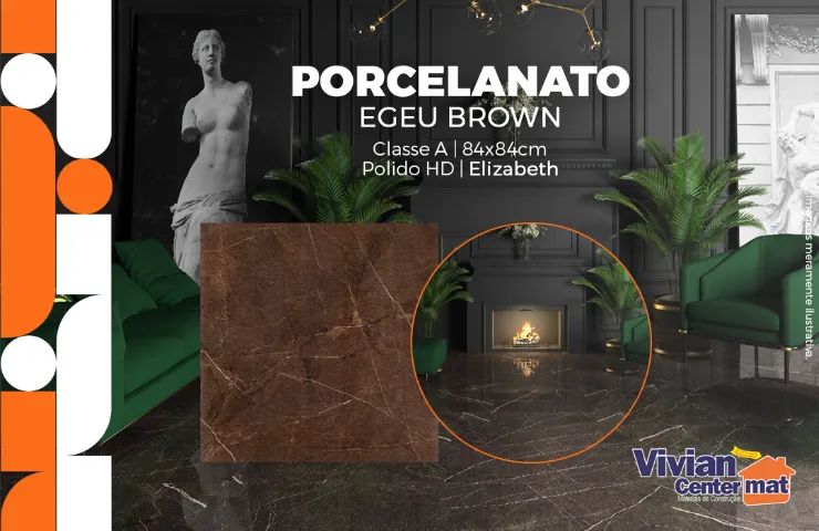Porcelanato Polido Egeu Brown 84 x 84cm Classe A Elizabeth