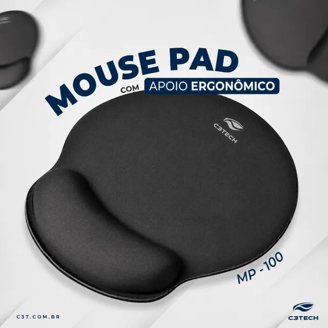 Mouse Pad com Apoio de Pulso Grande Preto C3Tech - Foto 5