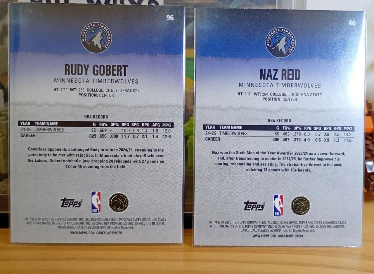 4 cards nba topps signature class - wolves - Foto 2