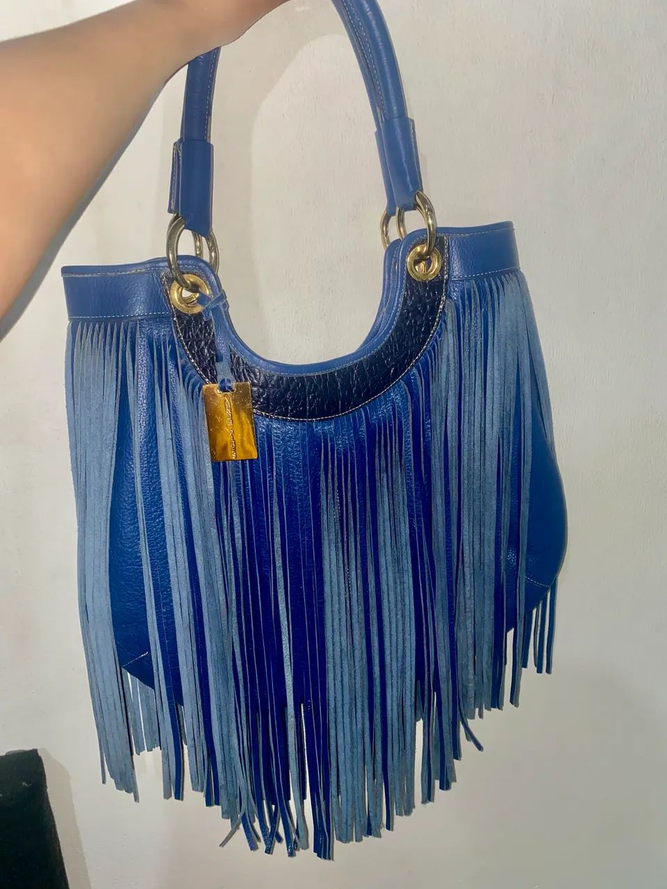 Bolsa Vanda Pires Original em couro azul