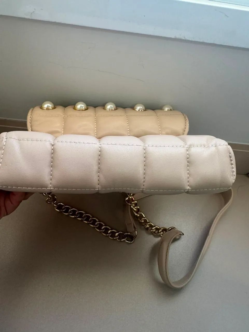 Bolsa nude Zara tiracolo com pérolas  - Foto 5