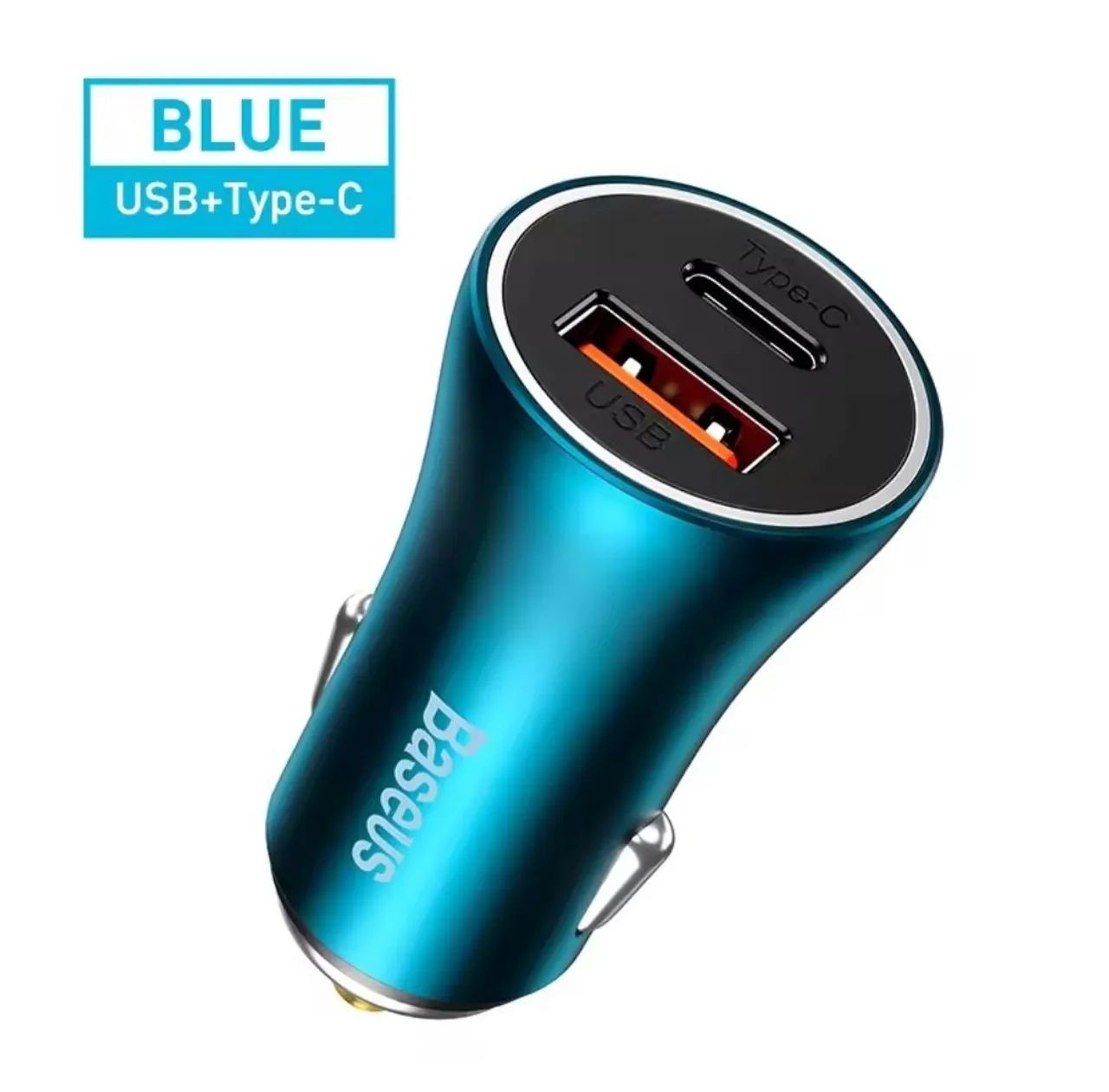 Carregador Veicular Baseus 60W Usb-c e Usb-a, Azul - Foto 2