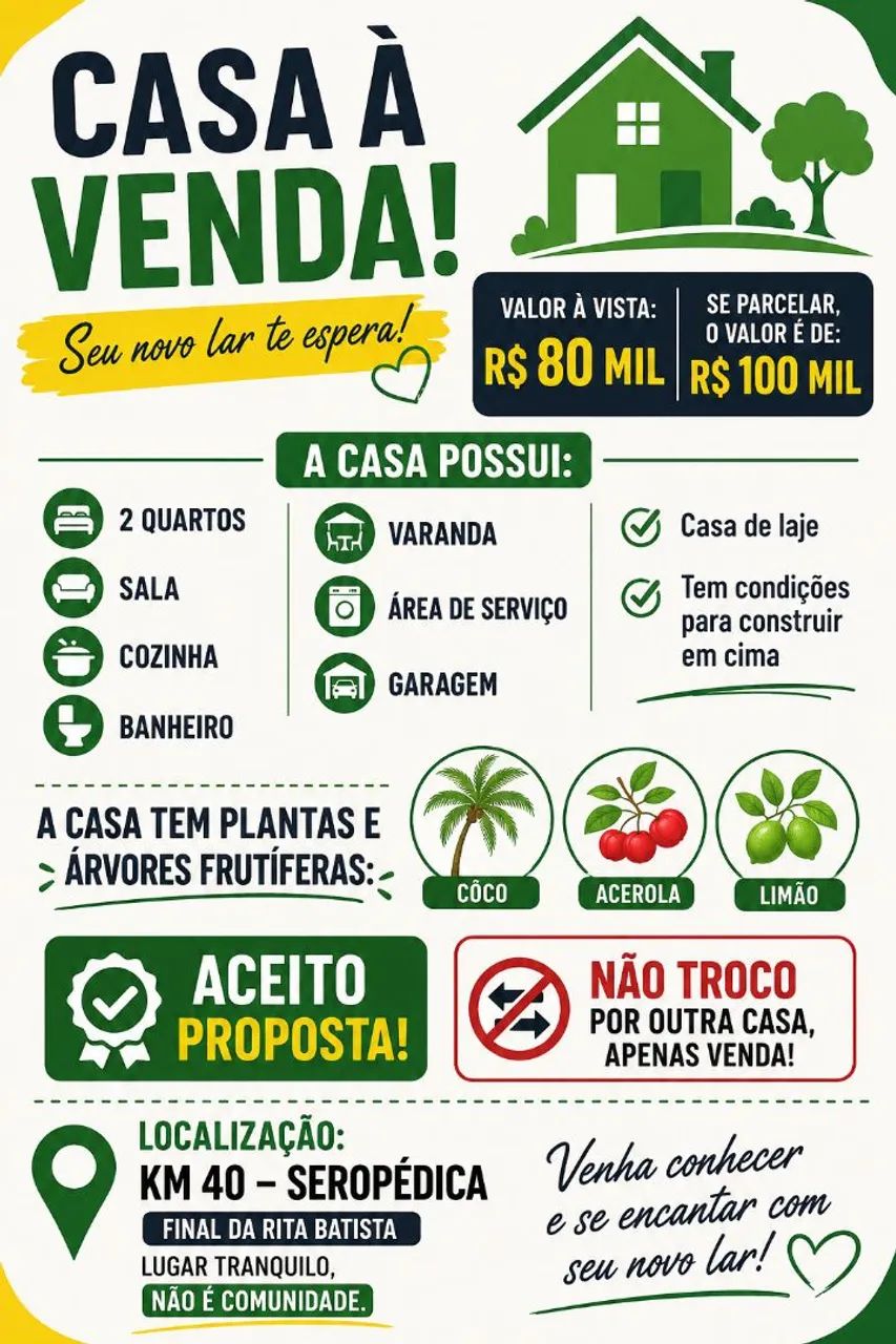 Casa à venda km 40 Seropédica 