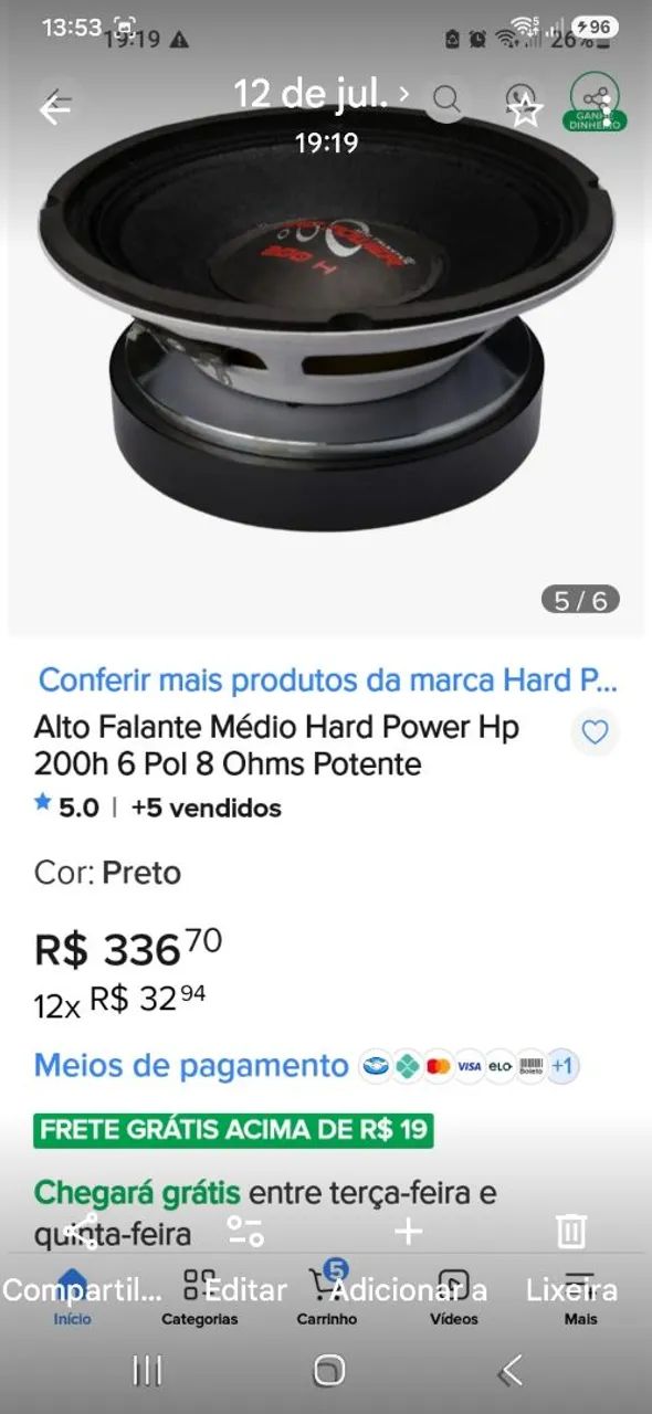 Médios HardPower de 6 polegadas 200 RMS cada um - Foto 3