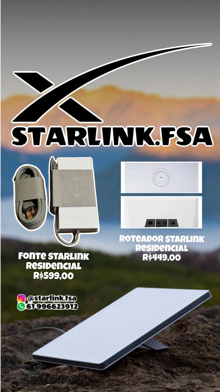 Fonte e roteador starlink standard