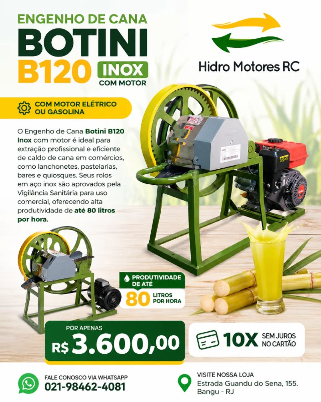 Moenda de Cana Botini B120 com motor