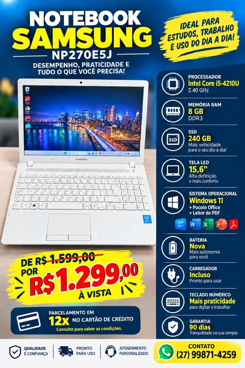 Notebook Samsung i5 c/ SSD  - Foto 3