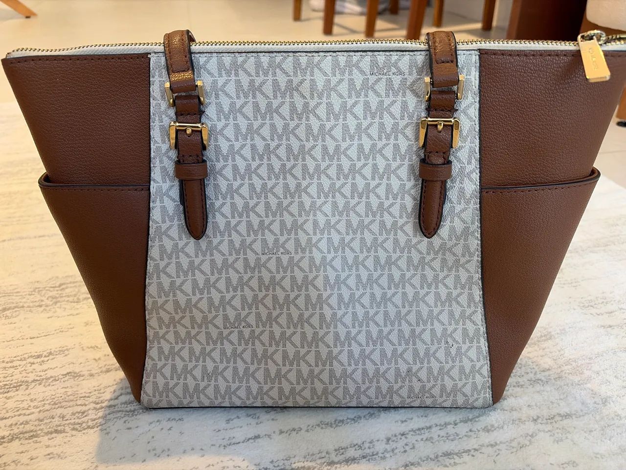 Bolsa Michael Kors Branca e Caramelo - Foto 3