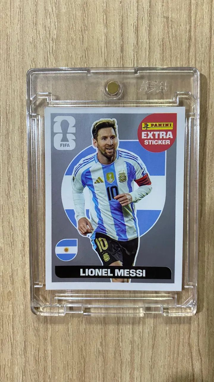 Figurinha Messi extra stickers de prata com protetor magnético 