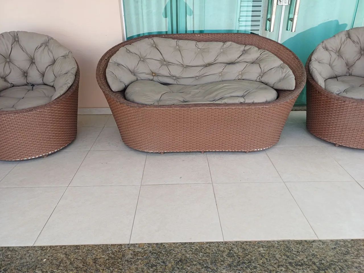 Conjunto de poltronas para terraço, jardim, 4 lugares, com assentos... - Foto 2